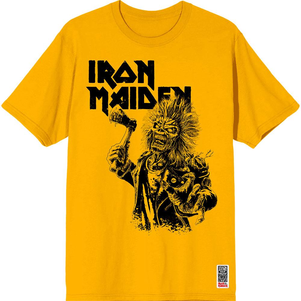 Iron Maiden - Est. 1975 Eddie Axe Graphic Heren T-shirt - Geel